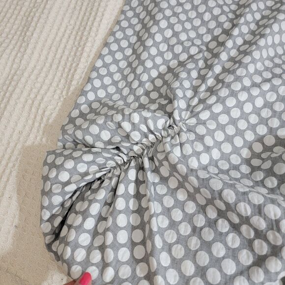 NOR Denmark Architectural Bubble Hem Grey Polka Dot Midi Dress Mod Size M NWOT - Picture 5 of 16